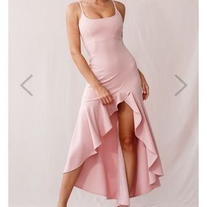 Pink/blush asymmetrical (high-low) formal dress